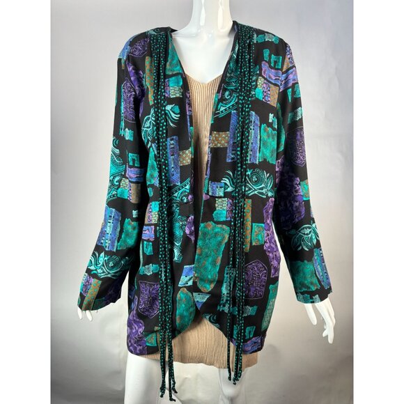 Vintage Très Paquette Byer California Womens Jacket L Shoulder Pads Ties - Picture 16 of 16